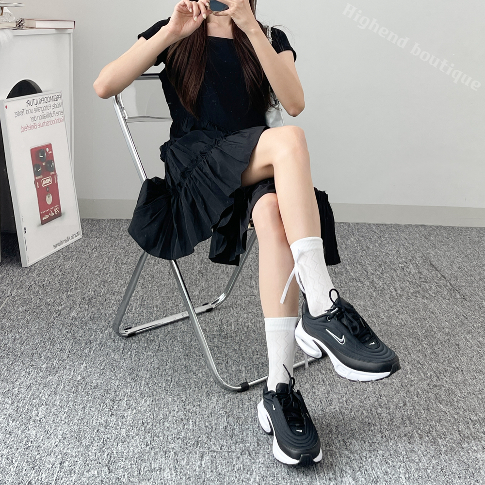 나이키 에어맥스 키높이 굽높은 어글리 여성 운동화 런닝화 블랙화이트, 235
