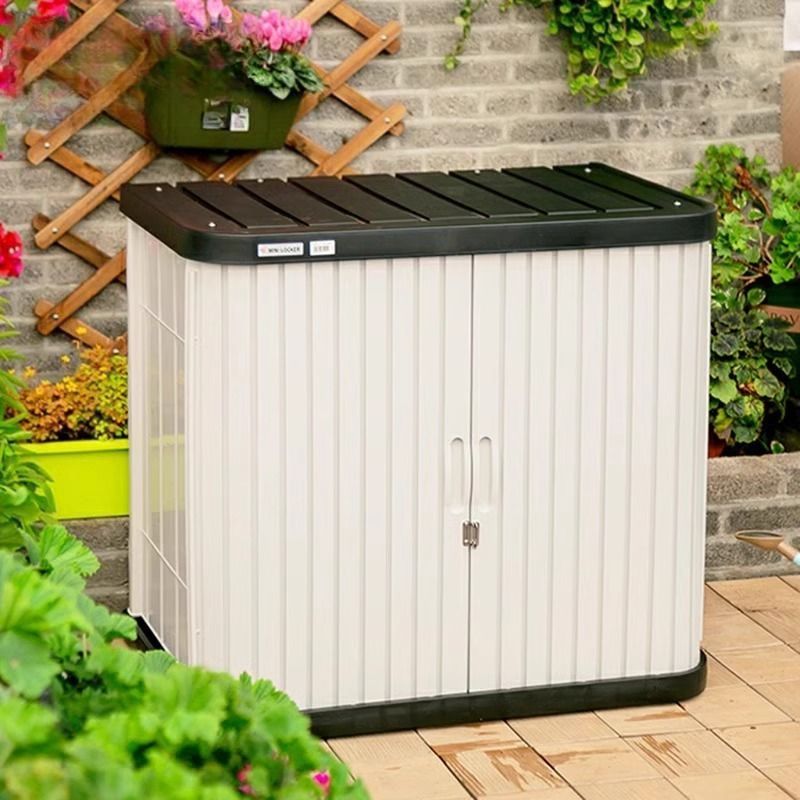 전원주택 조립식창고 정원 테라스 슬라이딩 도어 간이창고 우드패턴 / 90.5cm 칸막이 선반 1개