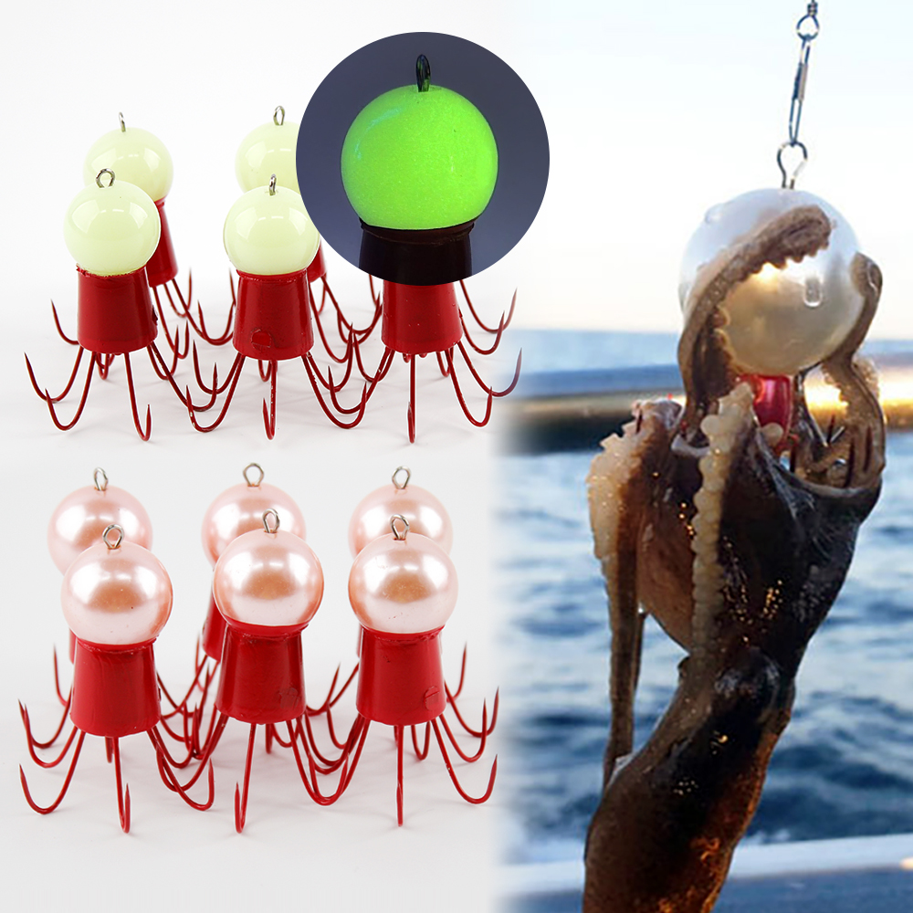 쭈꾸미 애자 문어 갑오징어 6침 낚시 바늘 채비 진주 야광 6개