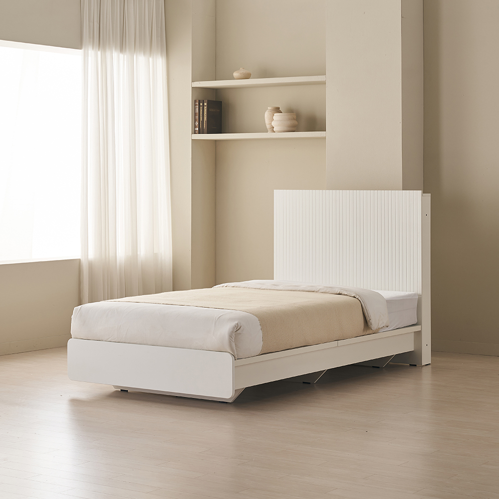 바스포르 시손느 E0 템바보드 평상형 LED 호텔식 신혼 부부 침대 화이트 프레임 SS