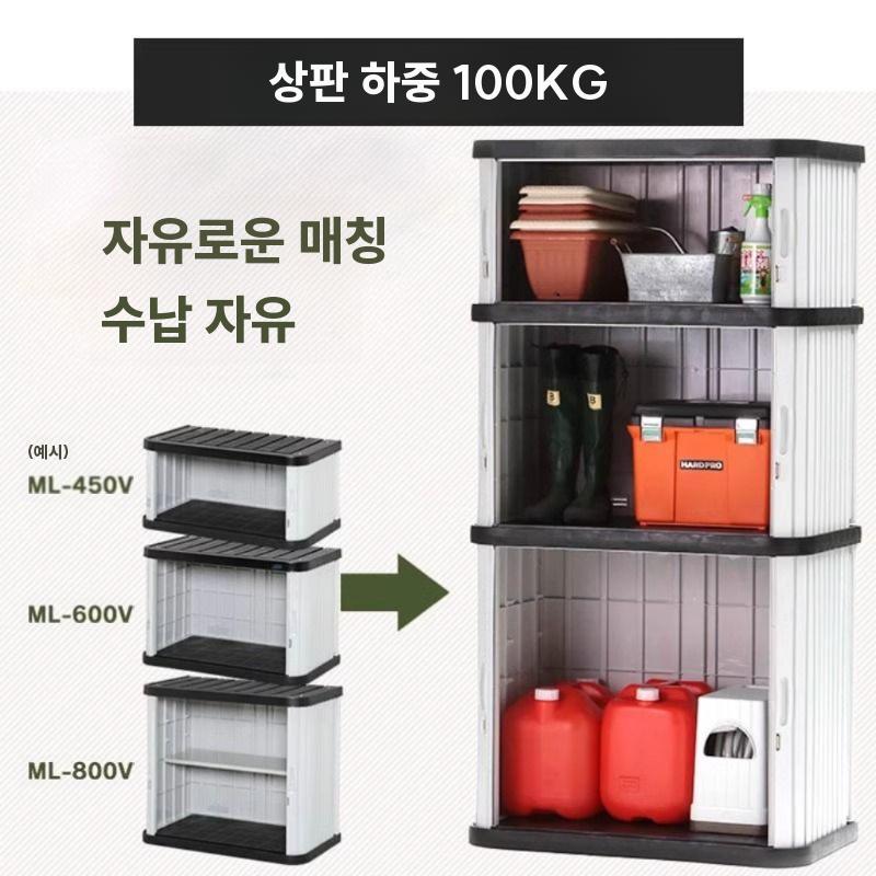 전원주택 조립식창고 정원 테라스 슬라이딩 도어 간이창고 우드패턴 / 90.5cm 칸막이 선반 1개