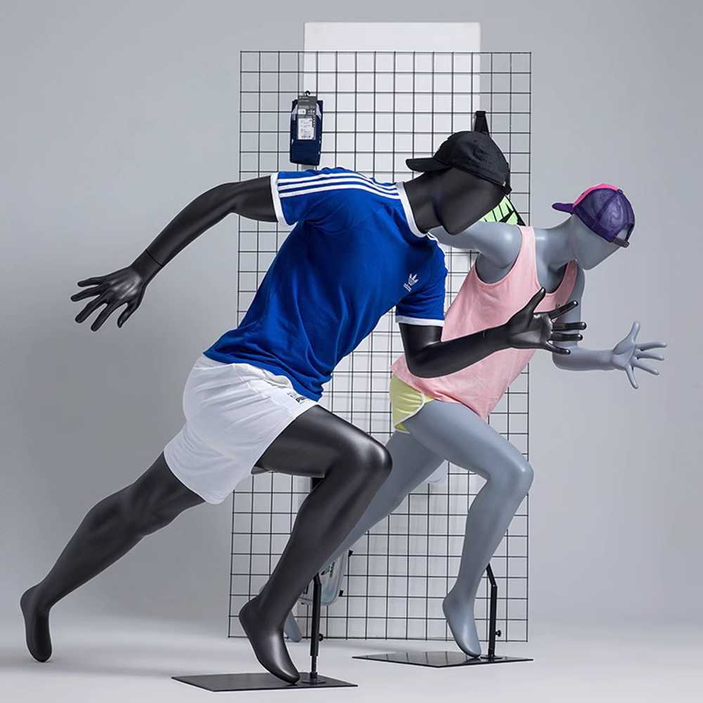 운동복 마네킹 스포츠웨어 전시 전신 런닝 모델 의류 달리는 남성 (블랙) - 상세 이미지 2