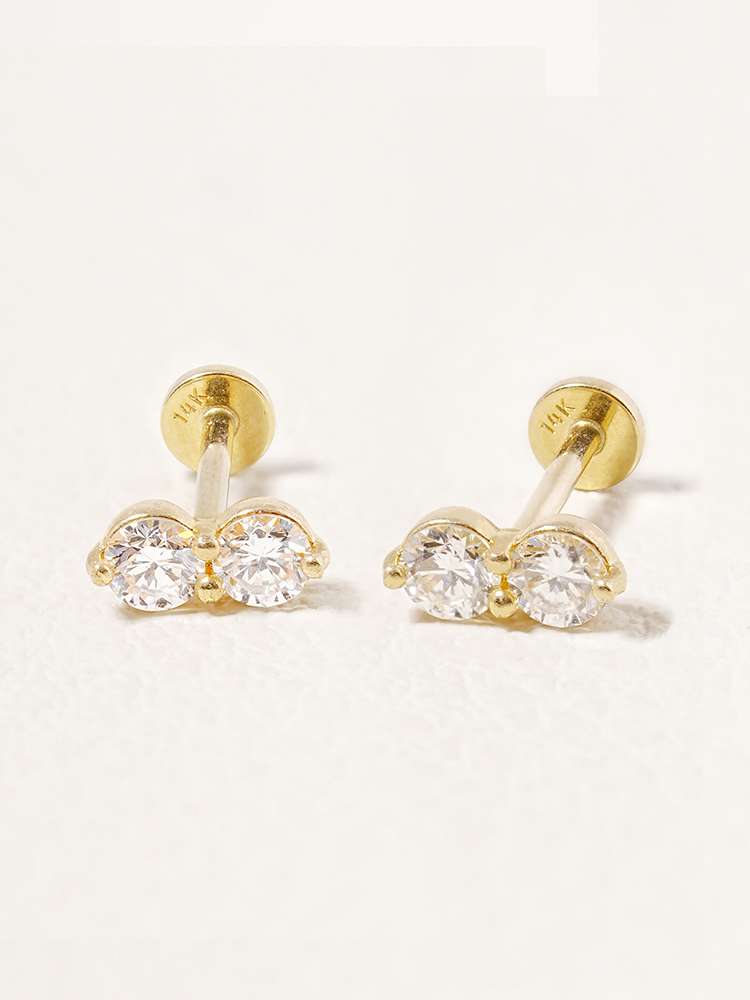 [0.8mm]14K 인터널 랩 다이아몬드 투스톤 투웨이 라블렛 피어싱 귀걸이 - 상세 이미지 3