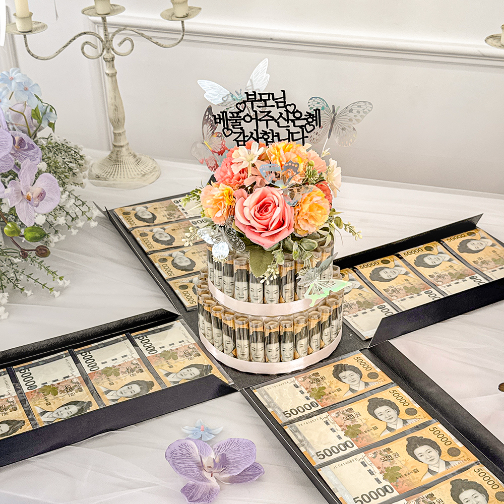 돈케이크 용돈 박스 부모님 이벤트 생신 환갑 팔순 서프라이즈 반전 잔치 어버이날 선물 민트