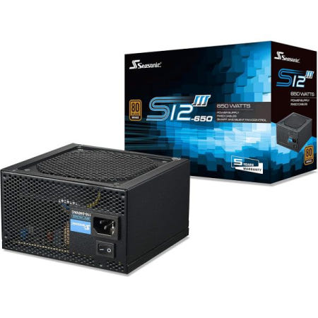 [해외]계절풍 S12III 650 SSR-650GB3 650W 80+ 브론즈 ATX12V 및 EPS12V 직접 케이블 와이어 출력 스마트 사일런트 팬 제어 전원 공급 장치
