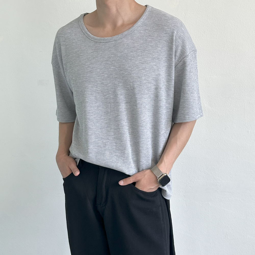 남자 반팔티 여름 유넥 U넥 쿨 티셔츠 남자 오버핏반팔 - 상세 이미지 3