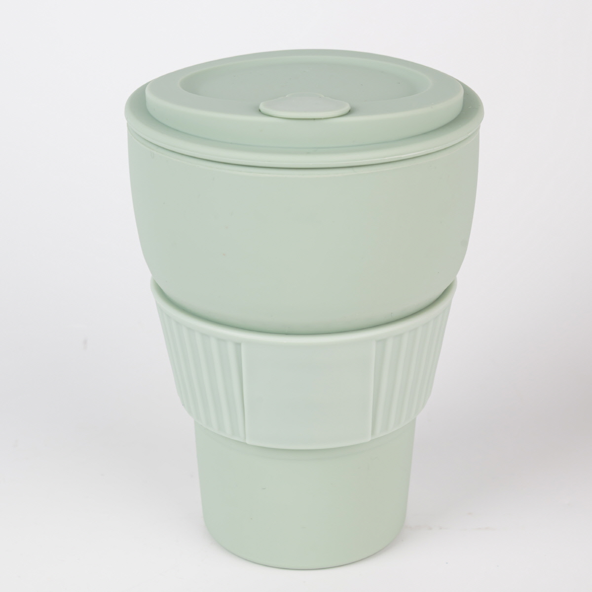 퓨어미즈키 올 실리콘 접이식 텀블러 그란데 사이즈 빨대 포함 470ml, 세이지, 1개 - 상품 이미지