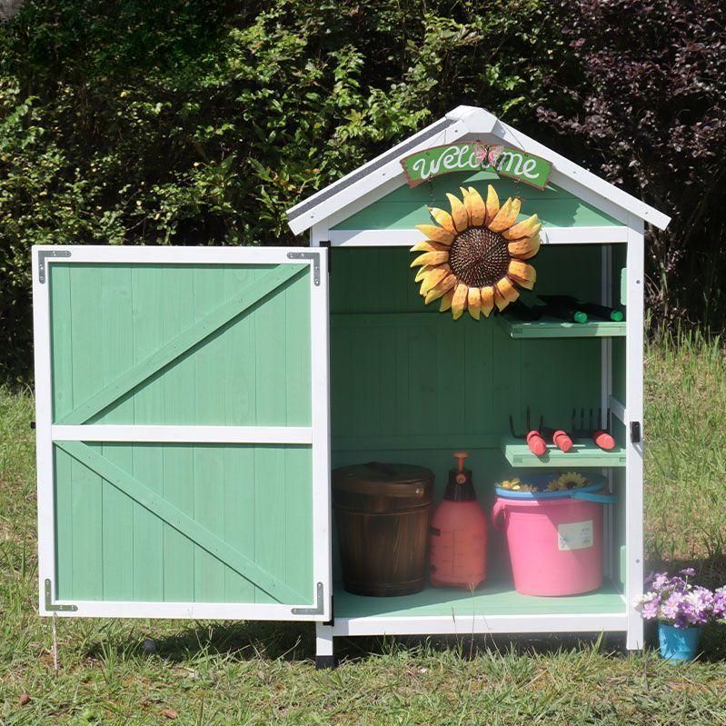 농막 야외창고 마당 텃밭 간이창고 원목 농기구보관함 A 민트색 59x34x100cm 조립식