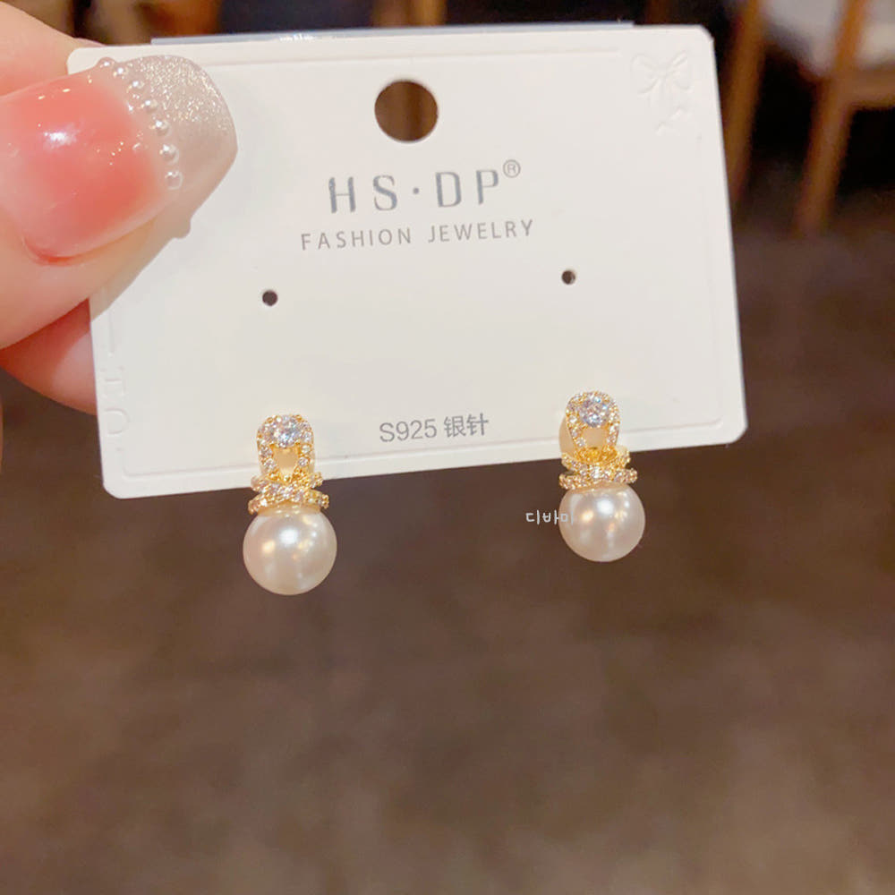 S925 14K 진주 볼 귀걸이 데일리 오피스룩 단아한 귀고리 이미지 6