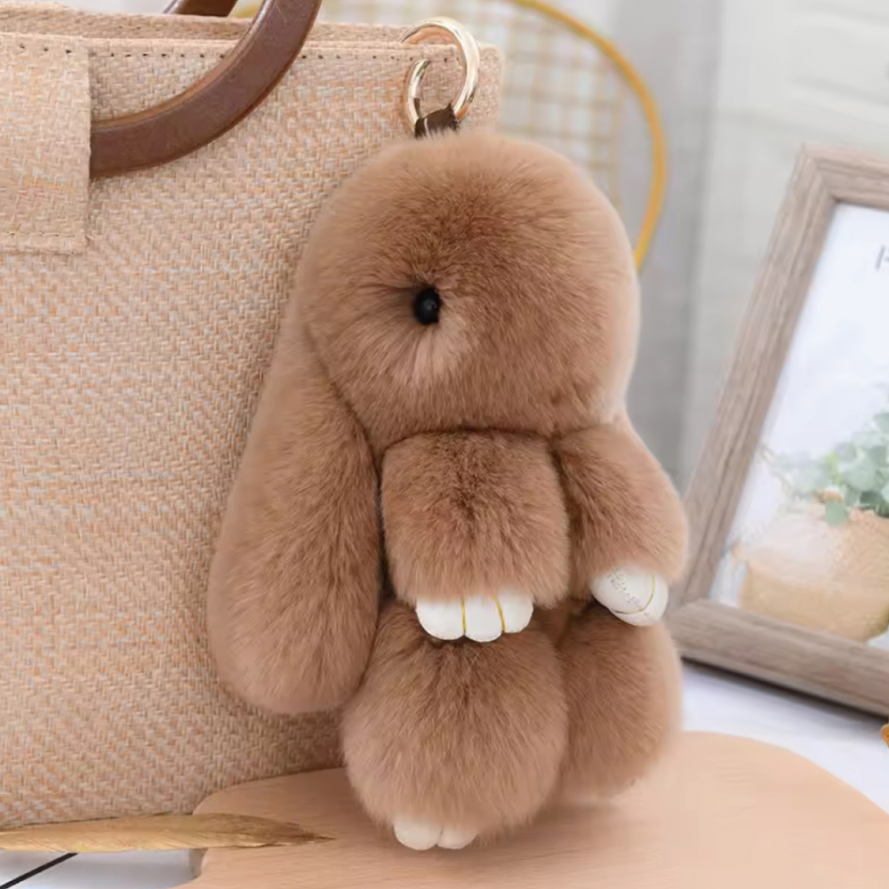 토끼 모피 퍼 인형 키링 가방걸이 15cm - 상세 이미지 3