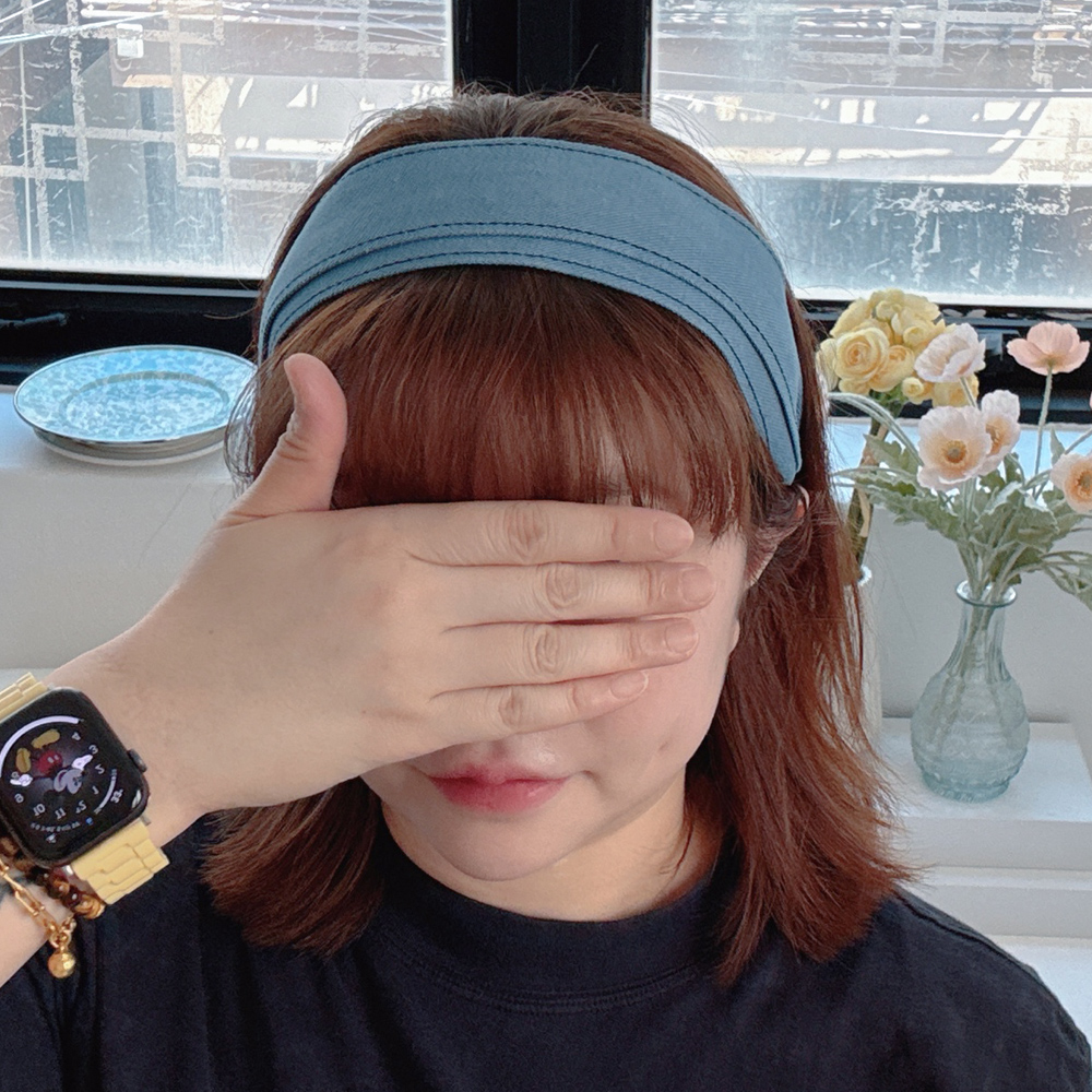 데일리무드2단데님 넓은머리띠 핸드메이드 반다나헤어밴드 헤어밴드 헤어악세사리 - 상품 이미지