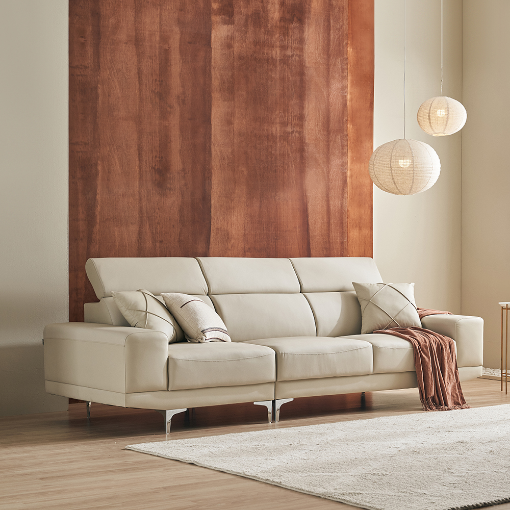 바스포르 소노아 4인 비건 실리콘 가죽소파 (스툴 포함)