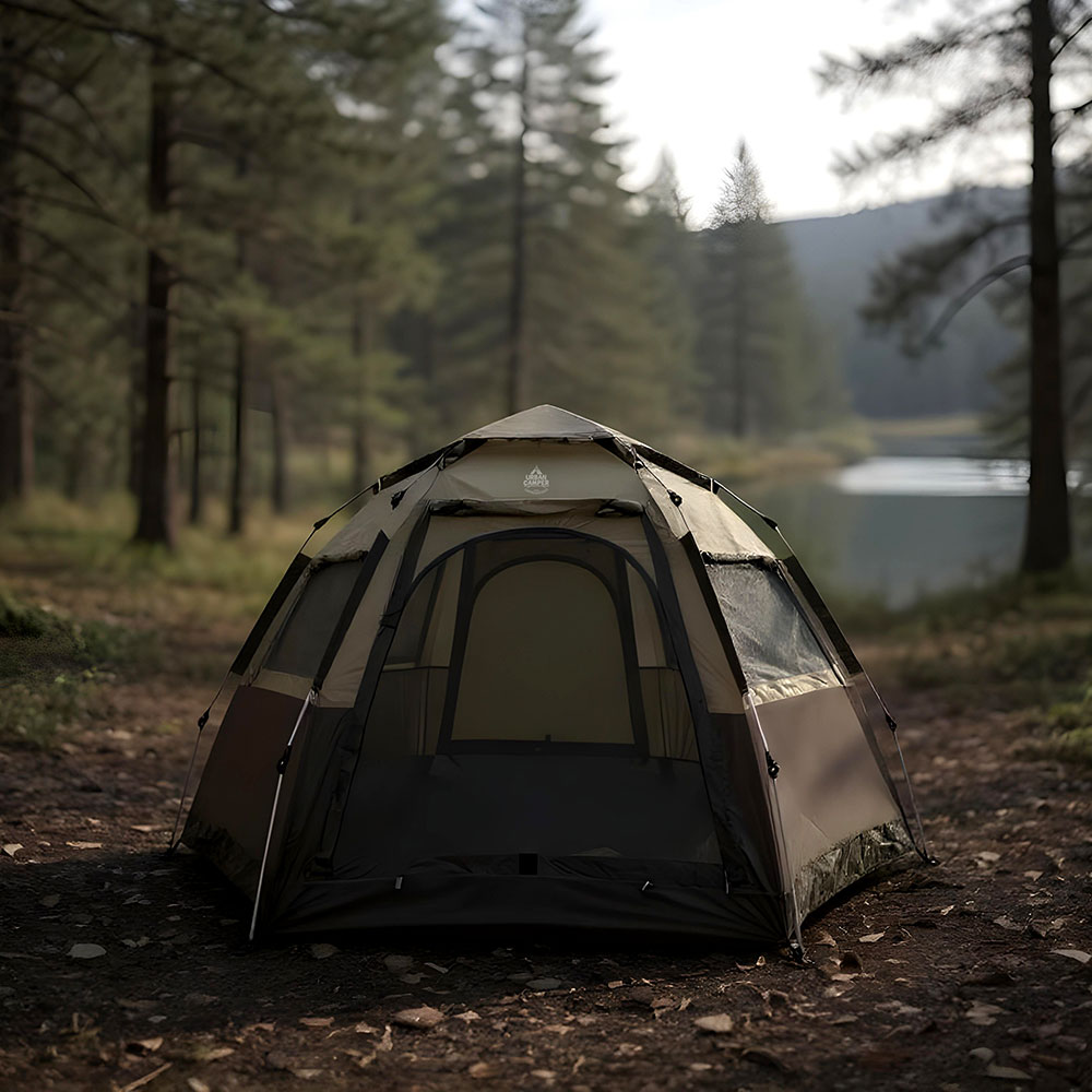 어반캠퍼 헥사곤 원터치 육각텐트 피크닉 쉘터 그늘막 캐노피 캠핑텐트 카키브라운
