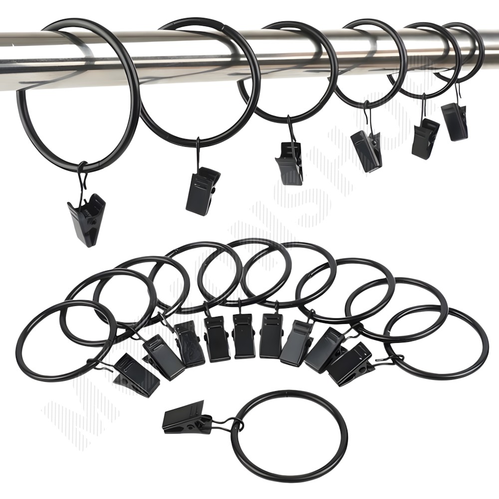 커튼링고리 커텐 고리 봉 집게 커튼 집게링 10개 검정