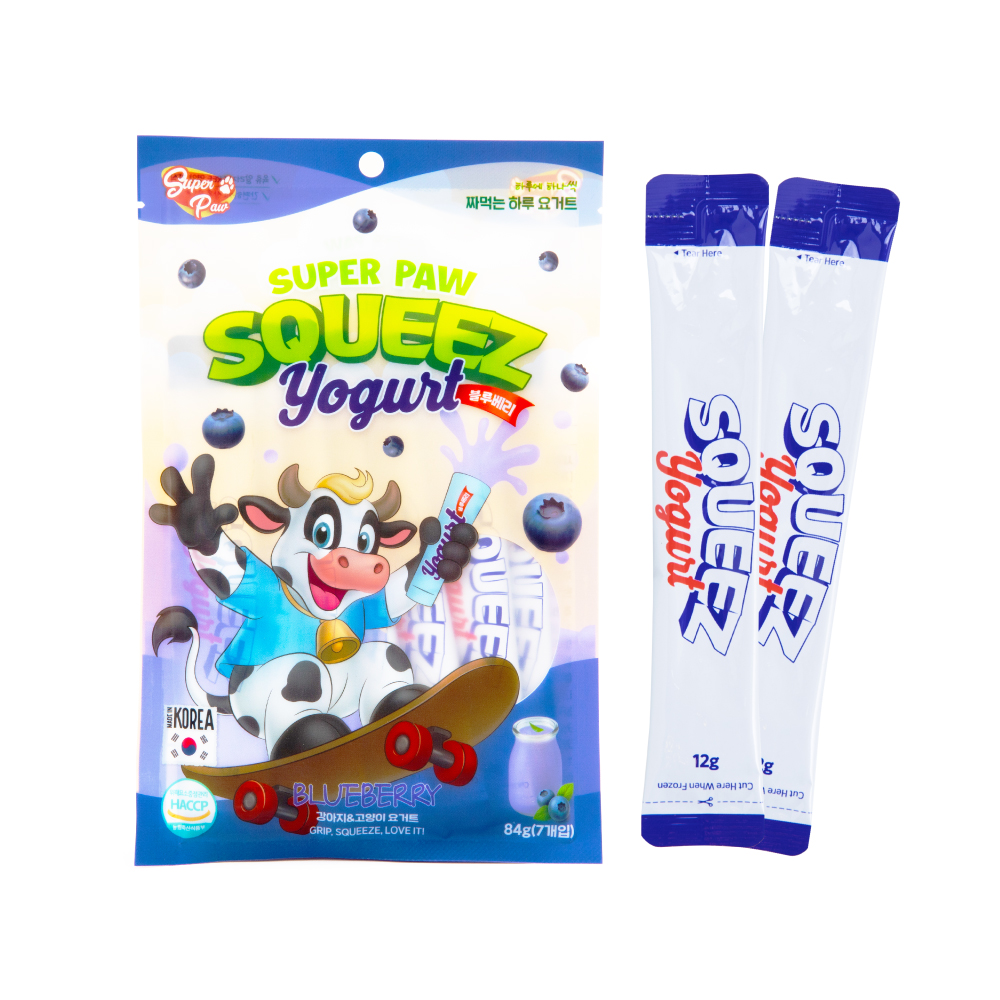 (1팩) 슈퍼포우 짜먹는 하루 요거트 강아지 고양이 아이스크림 간식 블루베리요거트, 84g, 1개 - 메인 이미지