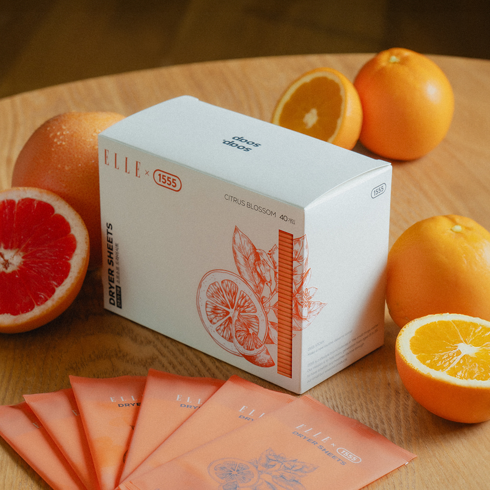 ELLE x 1555 소프소프 드라이시트 40매입 - 건조기 섬유유연제 시트
