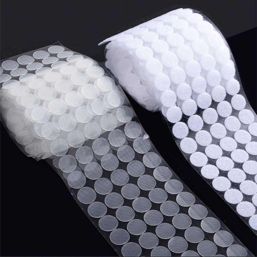 수제 투명 원형벨크로 까슬이 테이프 원형 벨크로 도 A. 1.0cm 흰색 투명 1000 쌍 - 상품 이미지