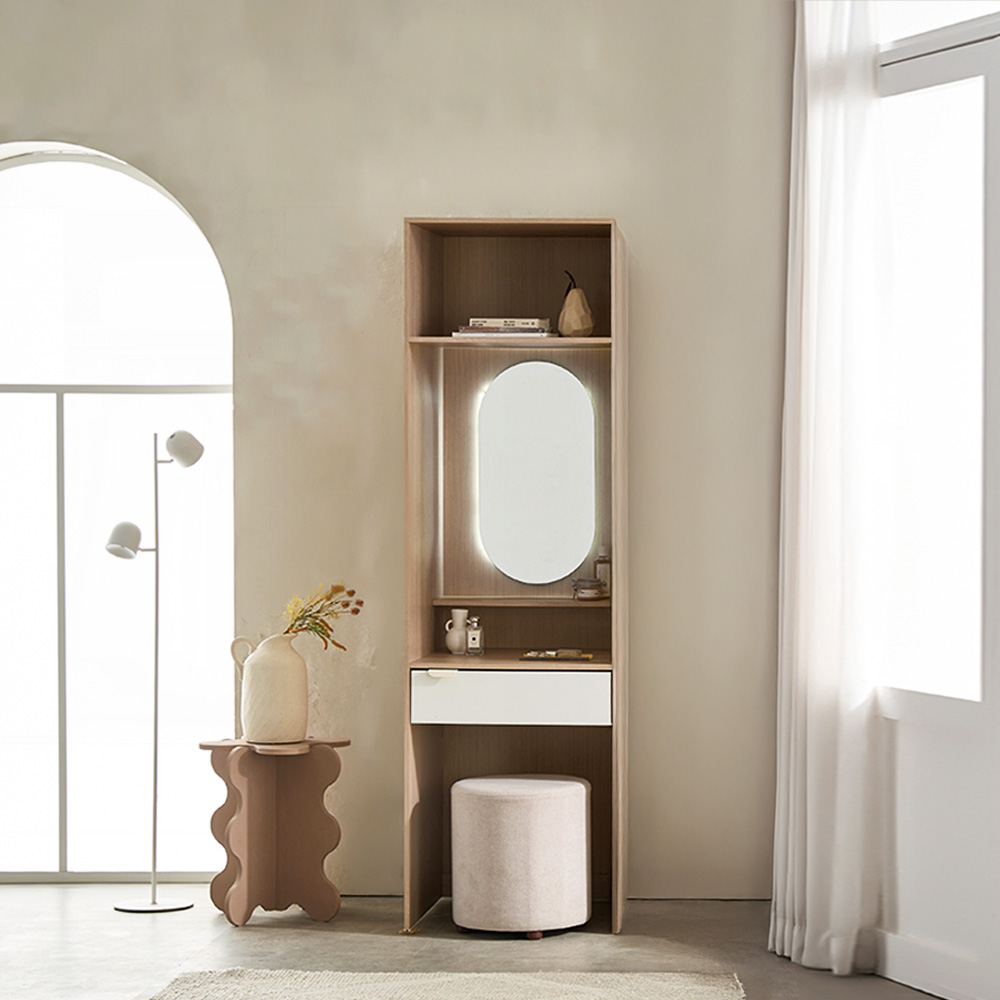 바스포르 레이나 600 화장대 라운드 무드등 거울 수납화장대