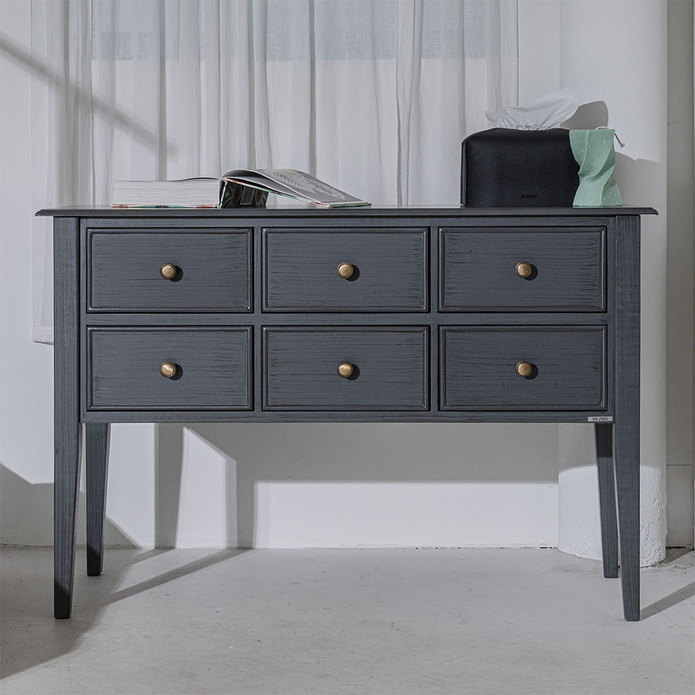 피어스6 원목 엔틱 미니 슬림 폭좁은 콘솔 테이블 화장대 거실 현관 복도 그레이