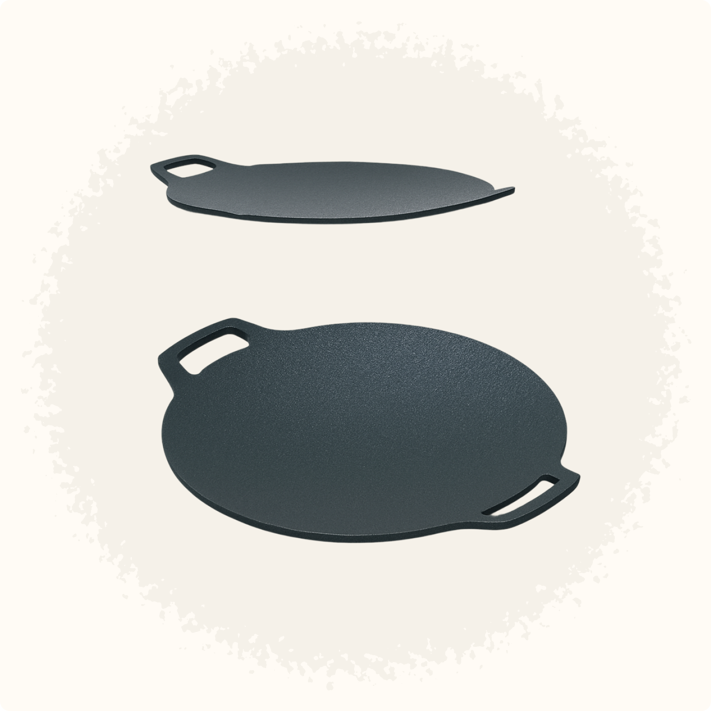 우드핸들 캠핑 그리들 고기 삼겹살 불판 25cm, 통주물 원형