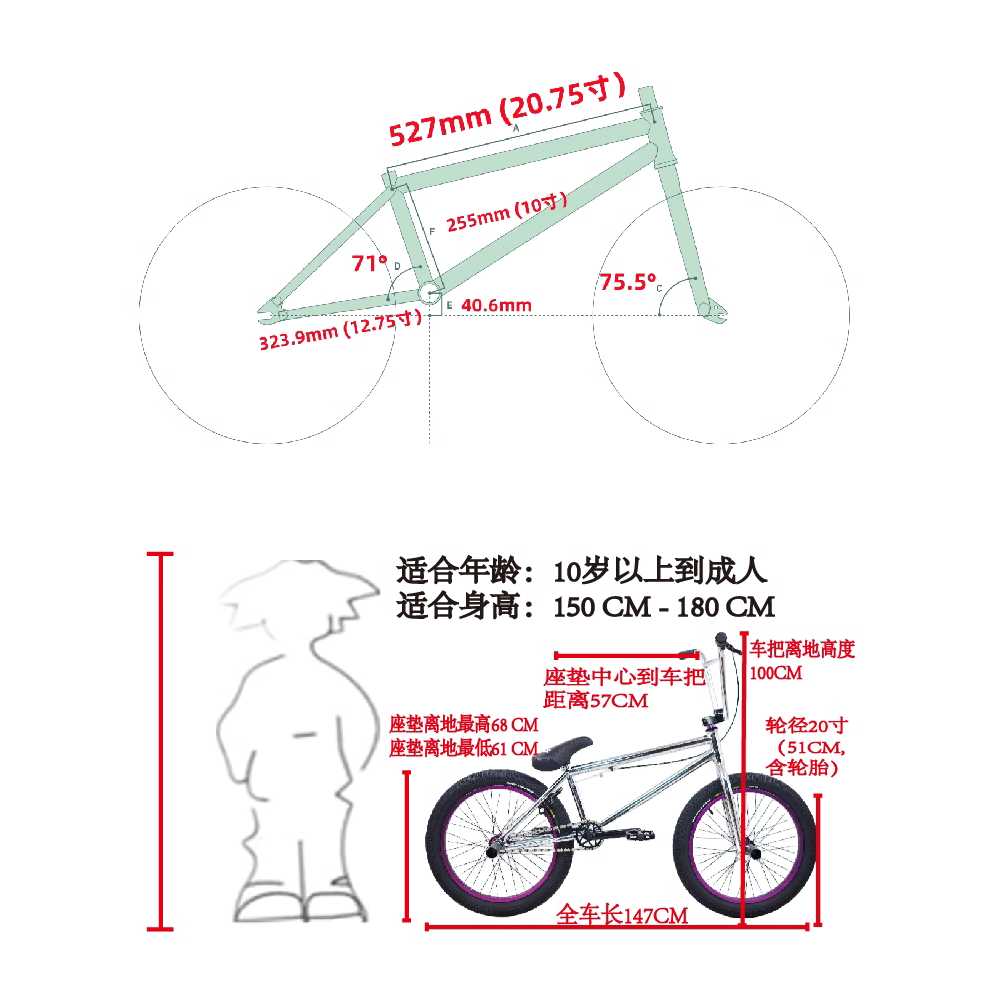 BMX 자전거 아크로바틱 티타늄 크루저 브레이크 묘기 검정+보라 360 회전 - 상세 이미지 3