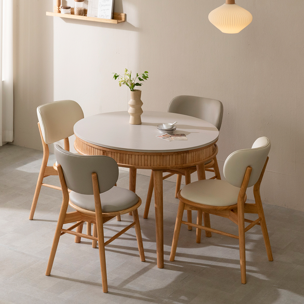 데이지 템바보드 원형 양면 세라믹식탁 테이블 (라이트그레이/스톤그레이) 1100mm, 내추럴