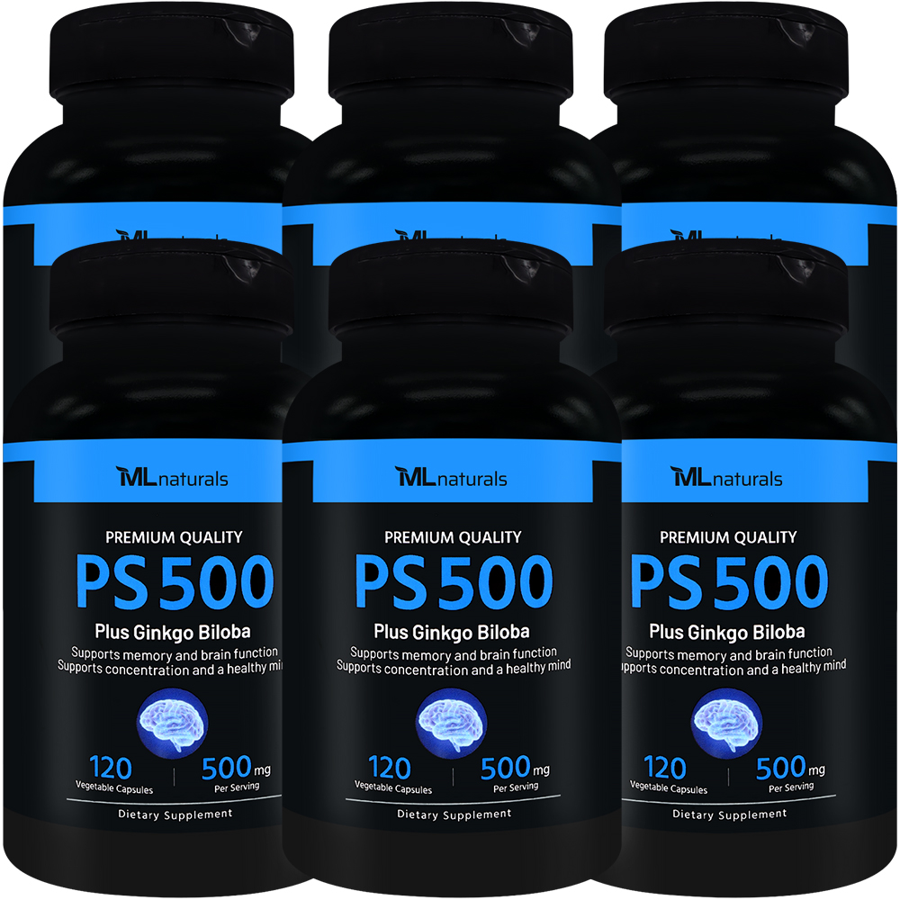 2025 신제품! 6병 마이라이프 내추럴스 PS 500 (포스파티딜세린 500mg + 징코 빌로바) 120 야채캡슐 - 메인 이미지