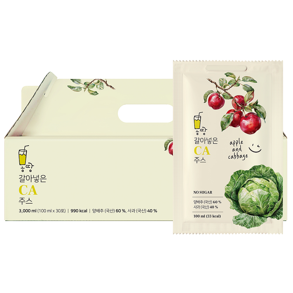 몽땅 갈아 넣은 CA 주스 100ml 30포 양배추 사과 클랜즈 주스 이미지 6