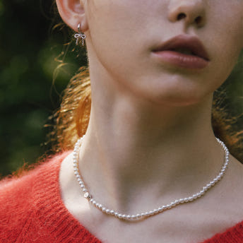 [바이이에르] Macaroon round pearl  necklace 4mm (Silver) BH7N4A723WB400 - 상세 이미지 5