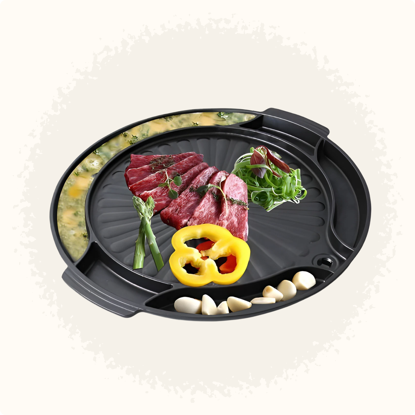 4중 코팅 캠핑 그리들 고기 삼겹살 불판 40cm, 코팅 원형