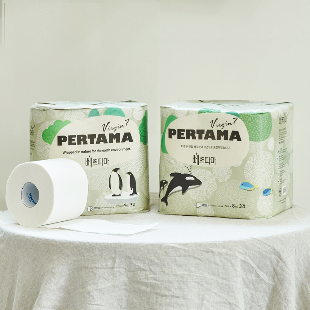 뻬르따마 두루마리 휴지 3겹 종이포장 심플팩 4개입