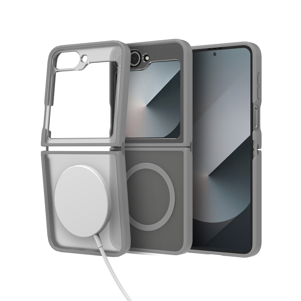 랩씨 맥세이프 마그넷 케이스 지문방지 강력한 자력 매트그레이, 갤럭시Z 플립6-플립7 FE 공용