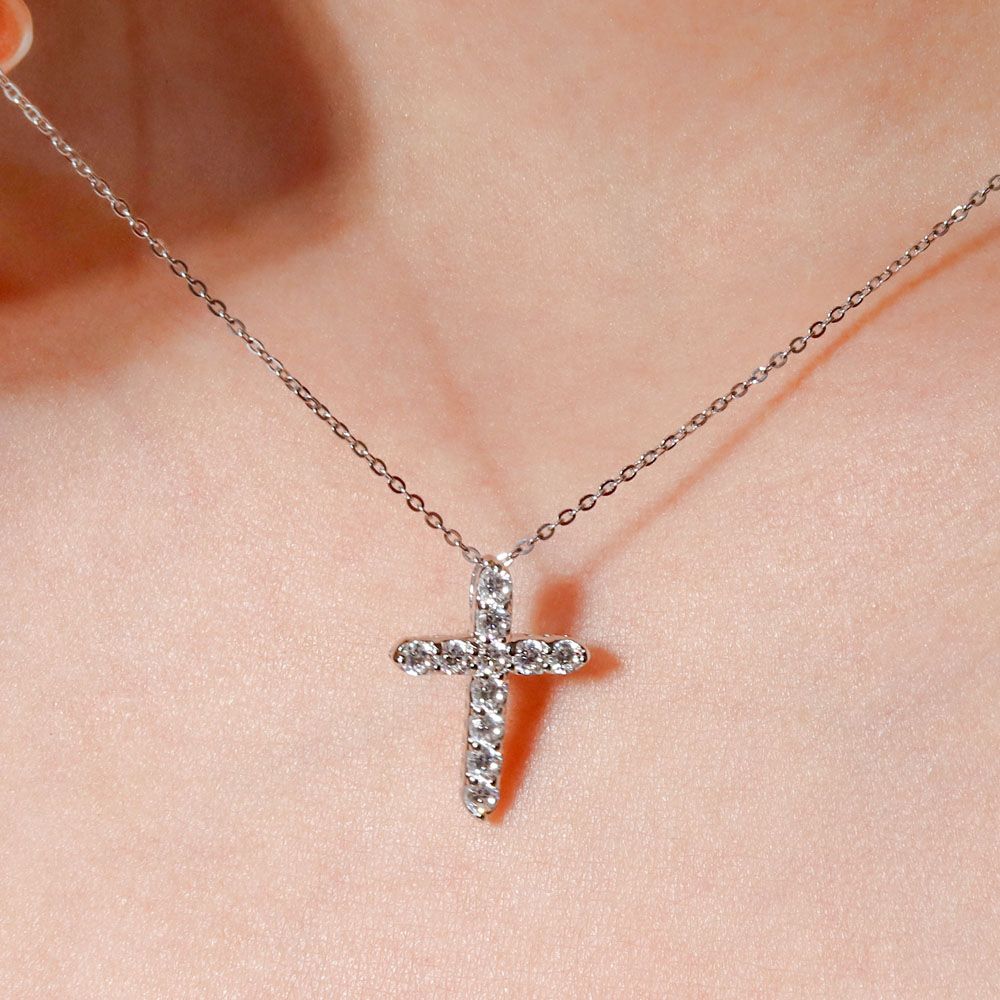 2.5mm 랩 다이아 모이사나이트 미레브 십자가 목걸이 펜던트 - 상세 이미지 2