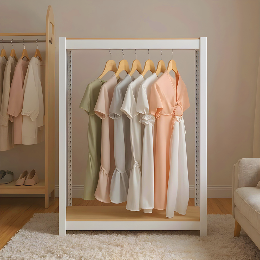 홈던트 V2 철제선반 조립식 앵글 무볼트 렉 행거 2단(행거봉1개) 400400900