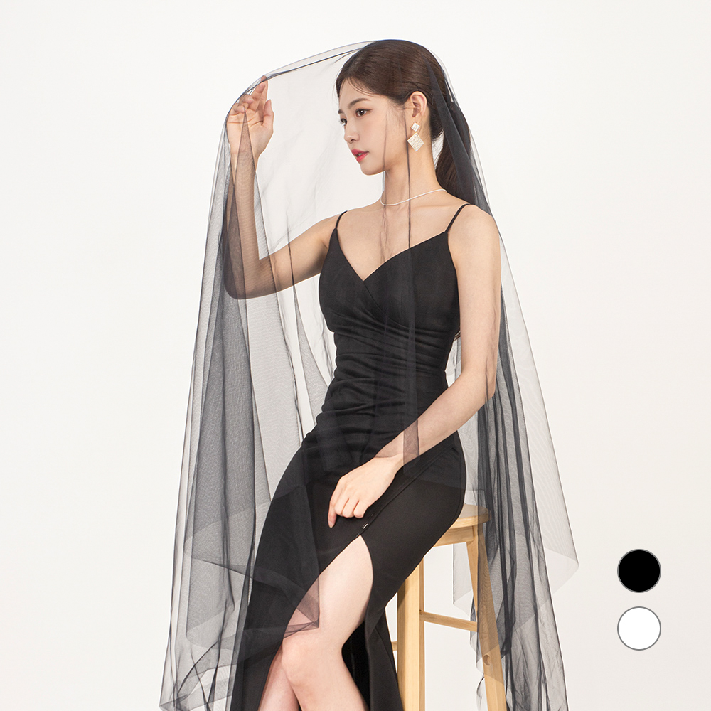 [릴리드레스] 스텔라 롱베일 3m 헤어악세사리 셀프웨딩촬영소품 빗핀없는 면사포 - 상품 이미지