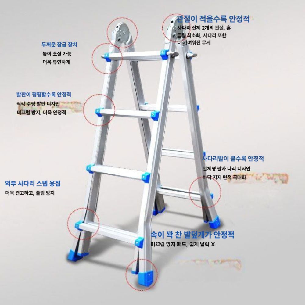 안전사다리 접이식 A형 산업용 긴사다리 알루미늄사다리 6 스텝 - 상세 이미지 3