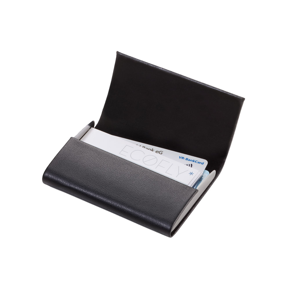 독일 브랜드 트로이카 RFID 차단기능 명함카드 블랙 스테인리스 스틸 합성 가죽 벨벳(CCC05/BK) - 상세 이미지 2