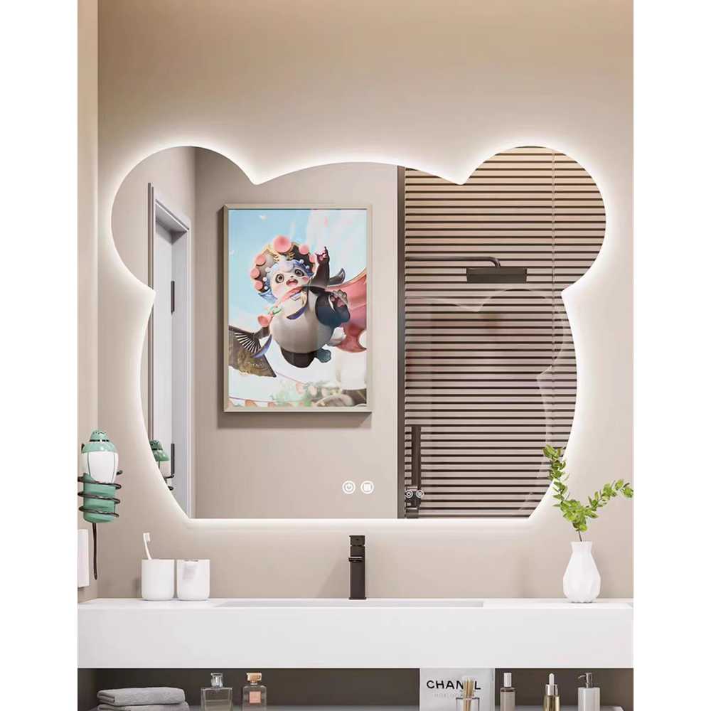 욕실LED거울 곰돌이 벽 간접 비정형 매장 화장대 카페 50x70cm 삼색등+무단계 디밍+방폭형 - 상세 이미지 3