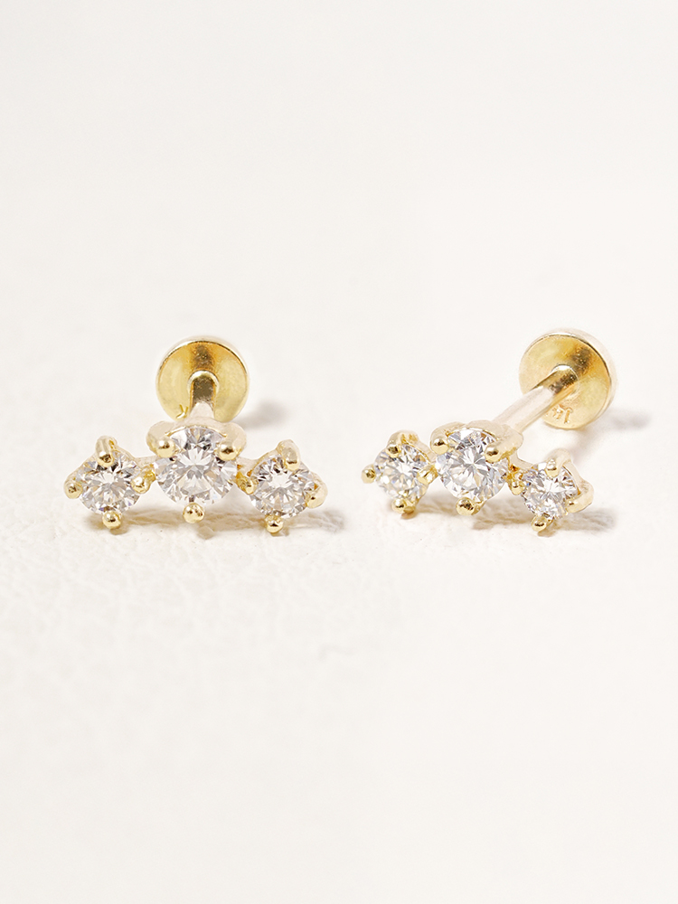 [0.8mm]14K 인터널 랩 다이아몬드 트윙클 크라운 라블렛 피어싱 귀걸이 이미지 6