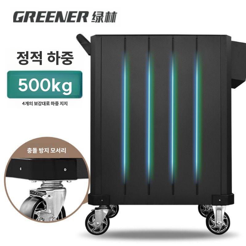 공구카트 이동식 공구함 철제 작업대 선반 다이 A / 그린 / 2서랍 - 상세 이미지 2