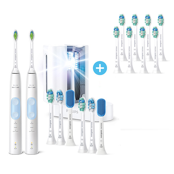필립스 소닉케어 전동칫솔 프로텍티브 클린 5100 패밀리 에디션 HX6498/01 + 옵티멀 플라그 디펜스 칫솔모 8개입 HX9028/67