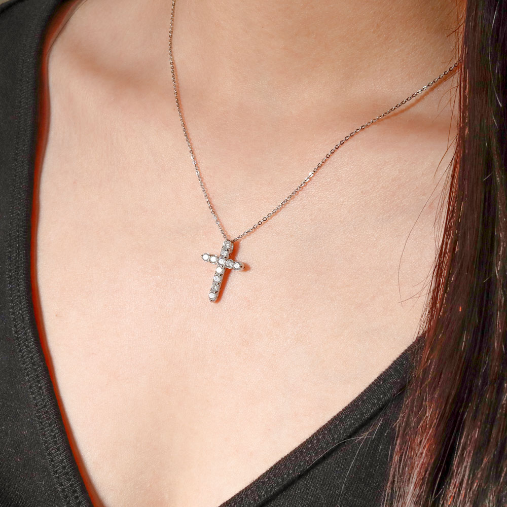 2.5mm 랩 다이아 모이사나이트 미레브 십자가 목걸이 펜던트 - 상세 이미지 3