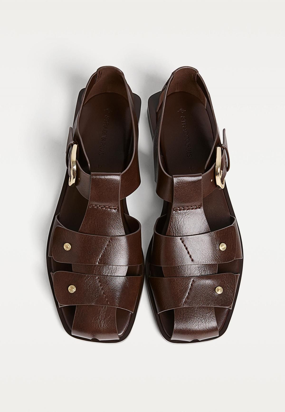 스트라디바리우스 브라운 스트랩 케이지 샌들 9610/670 BROWN - 상세 이미지 4