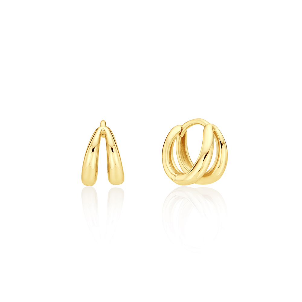 [바이이에르] [925 silver] Two line mini one touch earrings (Gold) BH7E40714Y9XXX - 상세 이미지 2