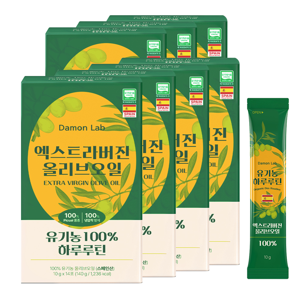 [도착보장] 담온랩 유기농 엑스트라버진 올리브오일 100% 스틱 올리브유 10ml, 98개