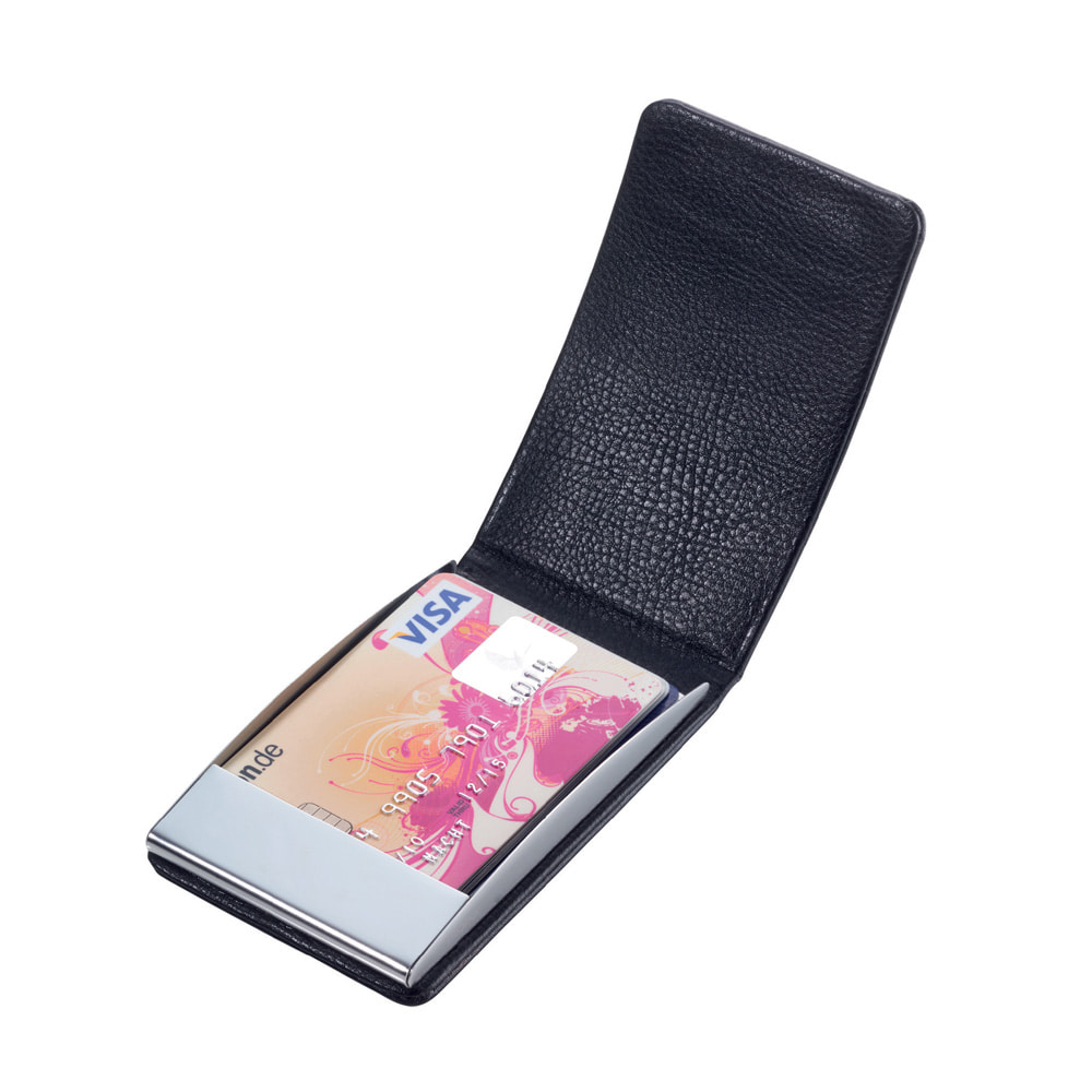 독일 브랜드 트로이카 RFID 차단기능 비즈니스 카드 케이스 블랙 스틸 합성 가죽 블랙(CDC99/LE) - 상세 이미지 2