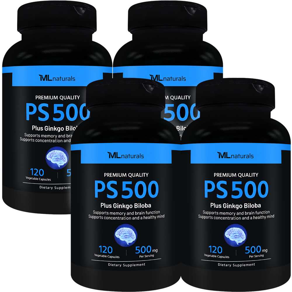 2025 신제품! 4병 마이라이프 내추럴스 PS 500 (포스파티딜세린 500mg + 징코 빌로바) 120 야채캡슐 - 메인 이미지