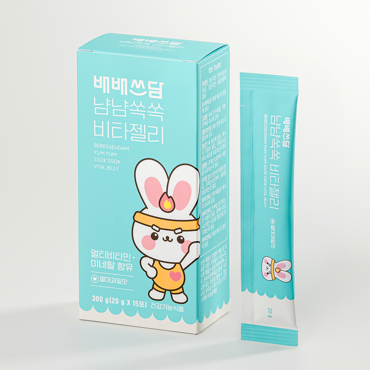 배배쓰담 냠냠쏙쏙 비타민 젤리 아기 멀티 종합 어린이 아연 키즈 영양제 15포, 1개