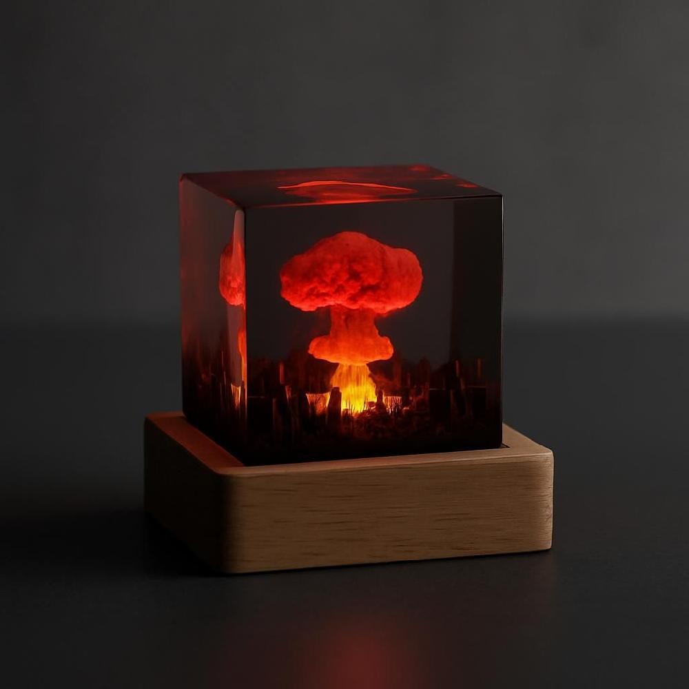 아크릴 무드등 큐브 모양 LED 조명 테이블 장식 소품 A 핵폭탄 폭발의 순간 5CM - 상세 이미지 3