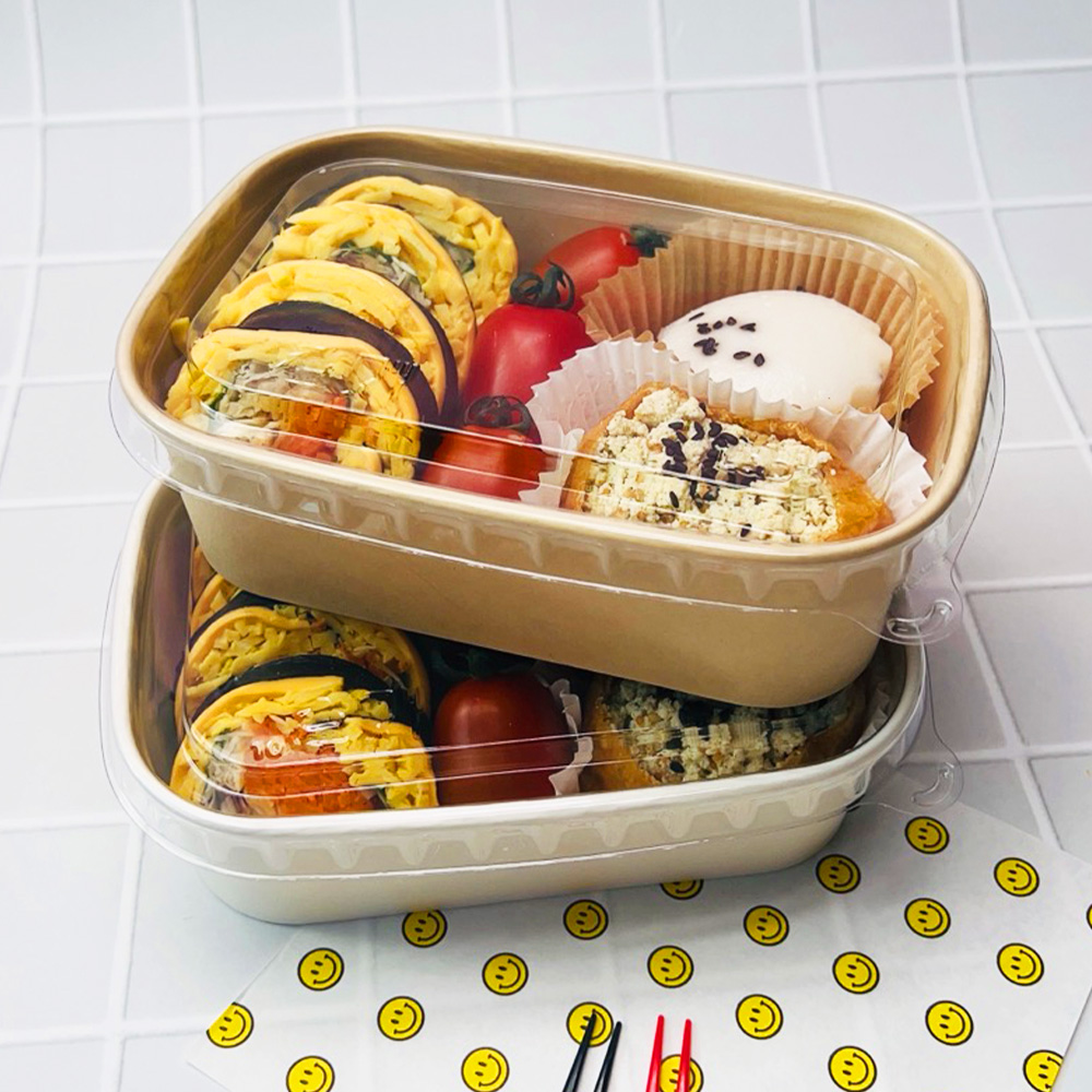 일회용 종이용기 도시락 김밥 샐러드 정사각500 크라프트 샌드위치 케이스 - 상세 이미지 3